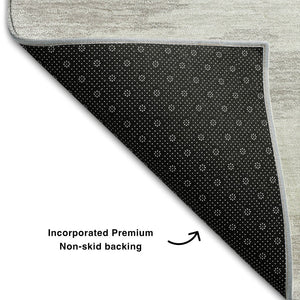 HomeRoots 10' X 14' Abstract Washable Area Rug in Ivory Beige & Taupe with UV Protection for High Traffic Homes 662861
