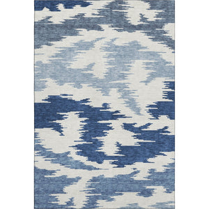 HomeRoots 5' X 8' Navy Blue & Ivory Abstract Washable Area Rug - Stylish, Durable, UV-Protected, Easy Care 662863