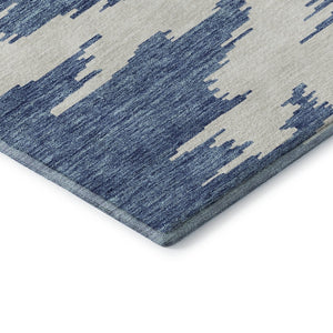 HomeRoots 5' X 8' Navy Blue & Ivory Abstract Washable Area Rug - Stylish, Durable, UV-Protected, Easy Care 662863