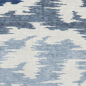 HomeRoots 5' X 8' Navy Blue & Ivory Abstract Washable Area Rug - Stylish, Durable, UV-Protected, Easy Care 662863