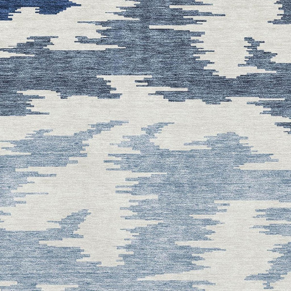 HomeRoots 5' X 8' Navy Blue & Ivory Abstract Washable Area Rug - Stylish, Durable, UV-Protected, Easy Care 662863