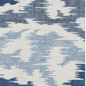 HomeRoots 5' X 8' Navy Blue & Ivory Abstract Washable Area Rug - Stylish, Durable, UV-Protected, Easy Care 662863