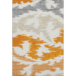 HomeRoots 5' X 8' Modern Abstract Area Rug in Orange, Ivory & Gray - Washable, UV-Protected & Pet-Friendly! 662869