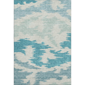 HomeRoots 8' X 10' Teal and Ivory Abstract Area Rug - Washable, UV Protected, Durable for Busy Homes & Stylish Decor 662883