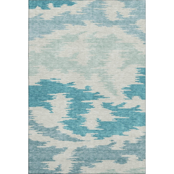HomeRoots 8' X 10' Teal and Ivory Abstract Area Rug - Washable, UV Protected, Durable for Busy Homes & Stylish Decor 662883