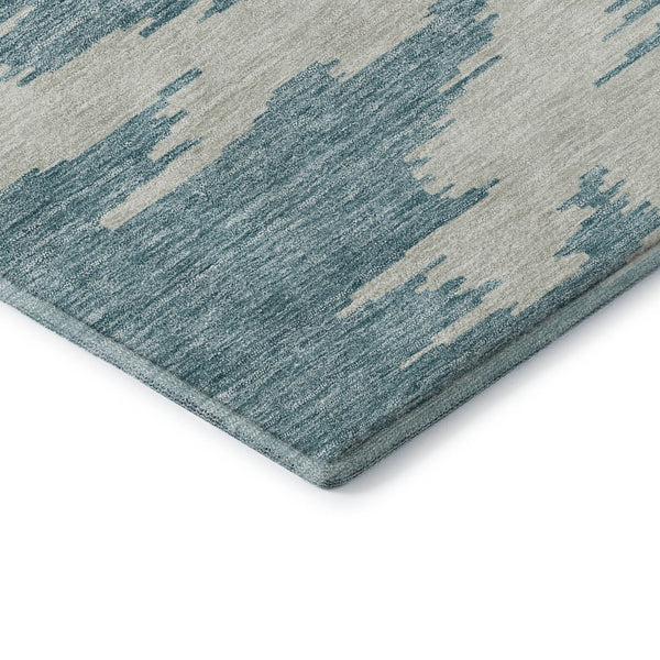 HomeRoots 8' X 10' Teal and Ivory Abstract Area Rug - Washable, UV Protected, Durable for Busy Homes & Stylish Decor 662883