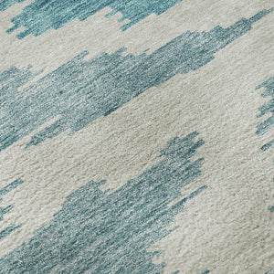 HomeRoots 8' X 10' Teal and Ivory Abstract Area Rug - Washable, UV Protected, Durable for Busy Homes & Stylish Decor 662883