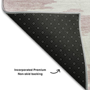HomeRoots 8' X 10' Washable Abstract Area Rug in White, Sky Blue & Peach - Stain & UV Resistant for Homes 662889