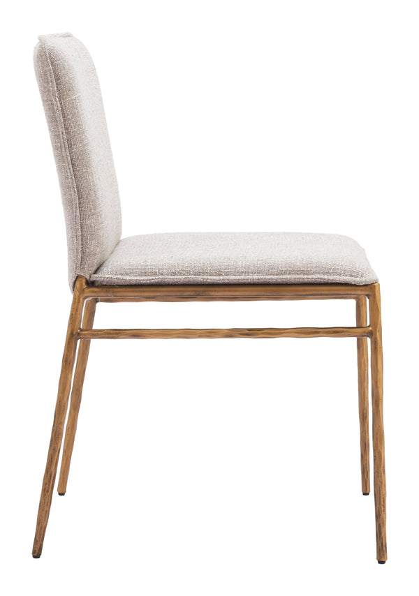 Nordvest Dining Chair Beige & Gold 110275 Zuo Modern