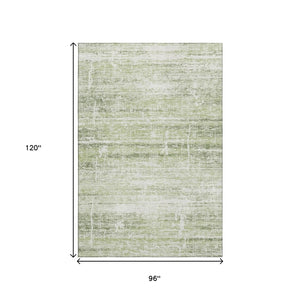 HomeRoots 8' X 10' Artichoke Green & Ivory Abstract Washable Area Rug – Durable, UV-Protected & Stylish Design 662895