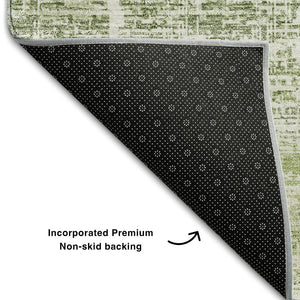 HomeRoots 8' X 10' Artichoke Green & Ivory Abstract Washable Area Rug – Durable, UV-Protected & Stylish Design 662895