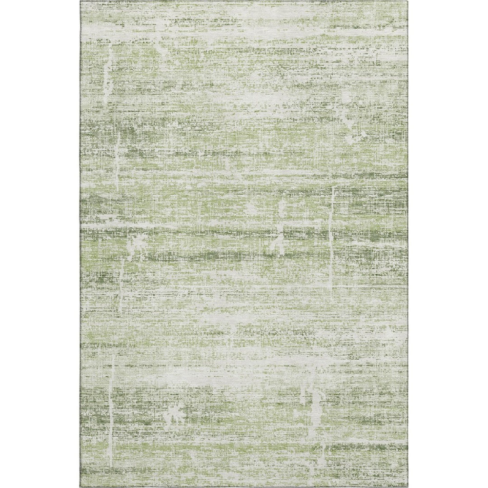 HomeRoots 9' X 12' Artichoke Green & Ivory Abstract Area Rug - Washable, UV Protected, Stain-Resistant Design 662896