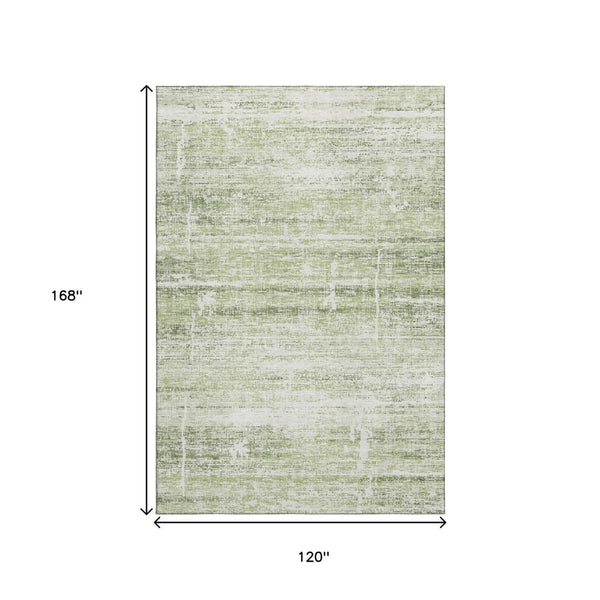 HomeRoots 10' Artichoke Green & Ivory Abstract Washable Area Rug – UV Protected, Stain Resistant, Durable Design 662897