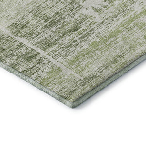 HomeRoots 10' Artichoke Green & Ivory Abstract Washable Area Rug – UV Protected, Stain Resistant, Durable Design 662897