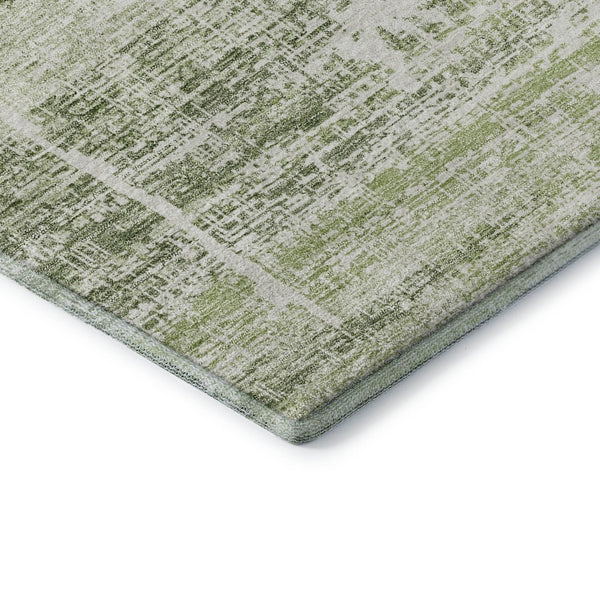 HomeRoots 10' Artichoke Green & Ivory Abstract Washable Area Rug – UV Protected, Stain Resistant, Durable Design 662897