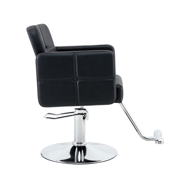 English Elm Fashionable Hydraulic Salon Chair Black Pu Leather Swivel Seat for Styling Studios W1151P361700
