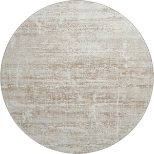 HomeRoots 8' Beige and Ivory Abstract Round Rug - Washable, UV Protected, Non-Slip, Ideal for Busy Homes! 662900