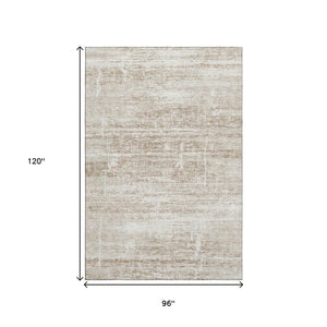 HomeRoots 8' X 10' Beige and Ivory Abstract Area Rug - Washable, UV Protected, Durable for Busy Homes & Spaces 662901