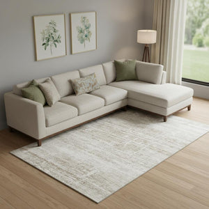 HomeRoots 10' Beige & Ivory Abstract Area Rug - Washable, UV-Protected, Durable & Stylish for Any Space! 662903