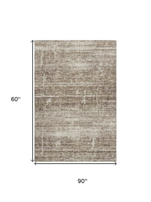 HomeRoots 5' X 8' Brown And Beige Abstract Area Rug - Durable, Washable, UV Protected for Busy Homes & Style 662911