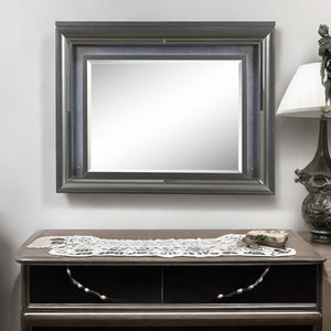 English Elm Sawyer Metallic Gray LED Mirror with Beveled Edge, Embossed Frame, Sparkling Trim, 26x35" B2726P261886