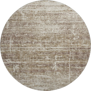HomeRoots 8' Brown And Beige Abstract Round Area Rug - Washable, UV Protected, Stylish, and Durable Design! 662912