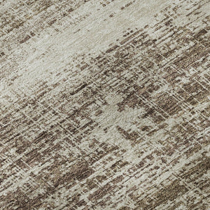 HomeRoots 8' Brown And Beige Abstract Round Area Rug - Washable, UV Protected, Stylish, and Durable Design! 662912