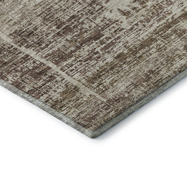 HomeRoots 8' X 10' Stylish Brown & Beige Abstract Washable Area Rug with UV Protection & Stain Resistance 662913