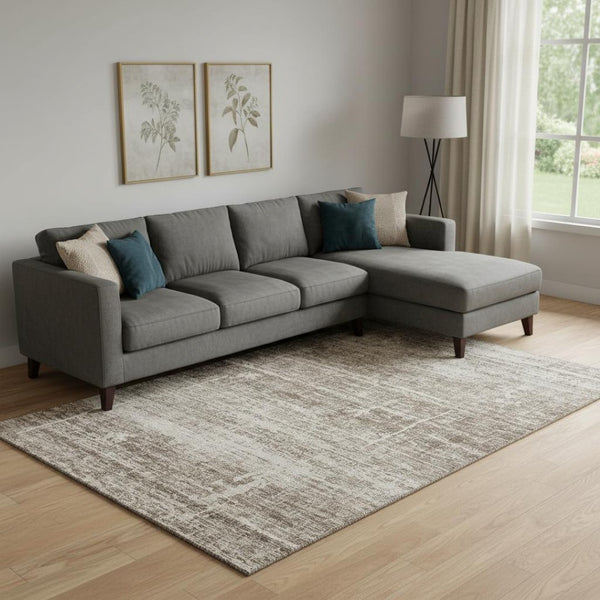 HomeRoots 8' X 10' Stylish Brown & Beige Abstract Washable Area Rug with UV Protection & Stain Resistance 662913