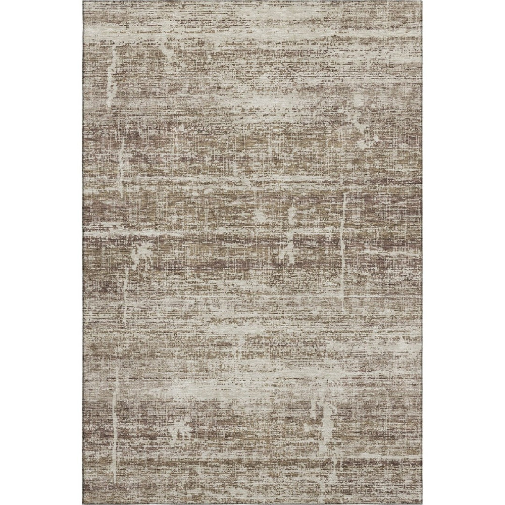 HomeRoots 9' Brown and Beige Abstract Washable Area Rug - Durable, UV-Protected, Ideal for High-Traffic Spaces 662914