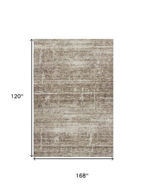 HomeRoots 10' Modern Brown and Beige Abstract Washable Area Rug with UV Protection for Family-Friendly Spaces 662915