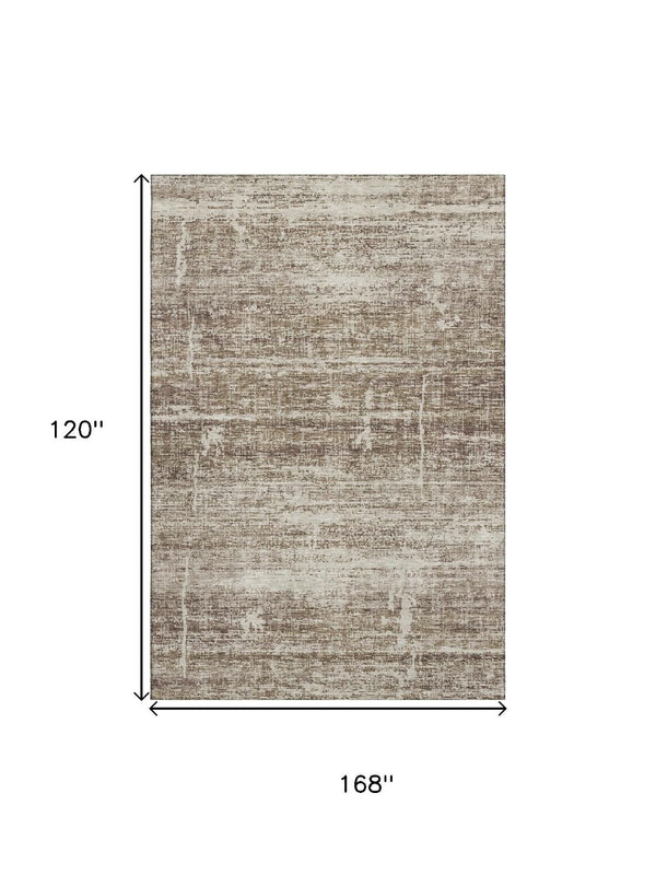 HomeRoots 10' Modern Brown and Beige Abstract Washable Area Rug with UV Protection for Family-Friendly Spaces 662915