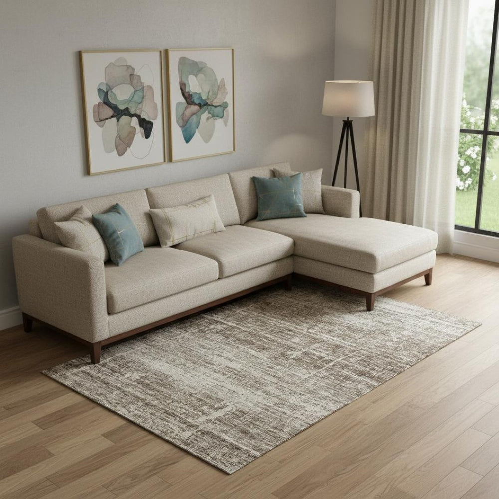 HomeRoots 10' Modern Brown and Beige Abstract Washable Area Rug with UV Protection for Family-Friendly Spaces 662915