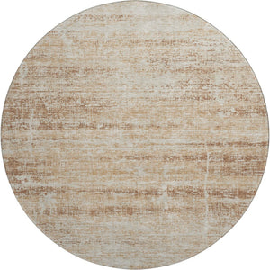 HomeRoots 8' Copper and Beige Abstract Round Rug - Washable, UV-Protected, Perfect for Modern Living Spaces! 662918