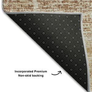 HomeRoots 8' Copper and Beige Abstract Round Rug - Washable, UV-Protected, Perfect for Modern Living Spaces! 662918