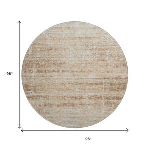 HomeRoots 8' Copper and Beige Abstract Round Rug - Washable, UV-Protected, Perfect for Modern Living Spaces! 662918