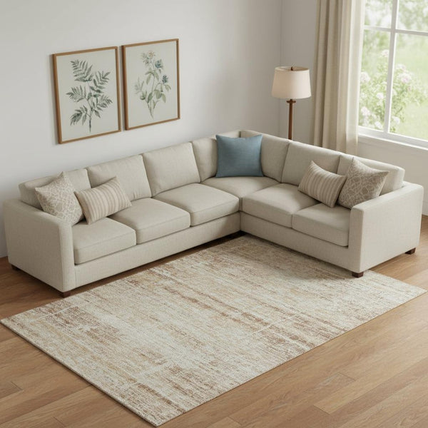 HomeRoots 8' X 10' Abstract Copper and Beige Washable Area Rug – Stain-Resistant, UV Protected, Easy Care! 662919