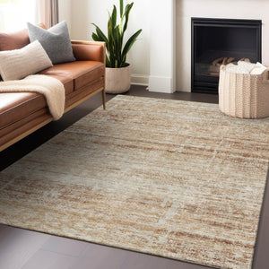 HomeRoots 8' X 10' Abstract Copper and Beige Washable Area Rug – Stain-Resistant, UV Protected, Easy Care! 662919