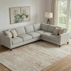 HomeRoots 9' X 12' Copper & Beige Abstract Area Rug - Washable, UV Protected, Non-Slip, Perfect for Busy Homes! 662920