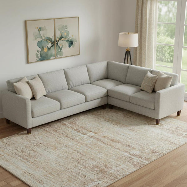 HomeRoots 9' X 12' Copper & Beige Abstract Area Rug - Washable, UV Protected, Non-Slip, Perfect for Busy Homes! 662920