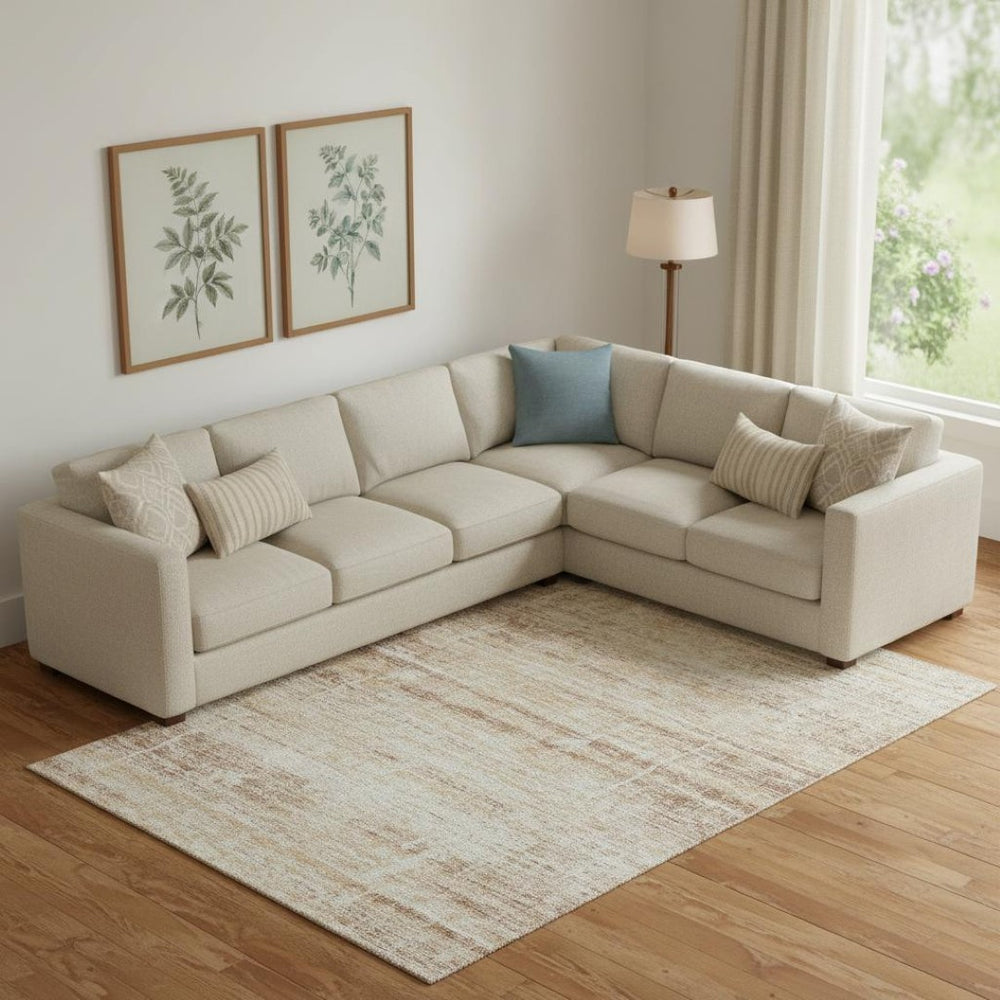 HomeRoots 10' X 14' Washable Copper-Beige Abstract Area Rug with UV Protection - Stylish & Durable Decor Piece 662921