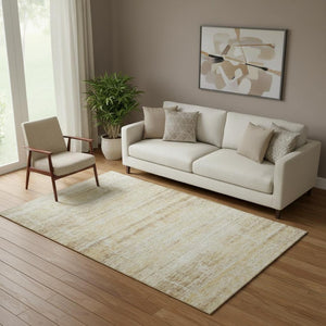 HomeRoots 5' X 8' Gold And Beige Abstract Washable Area Rug - UV Protected, Durable, Stain-Resistant Design 662923