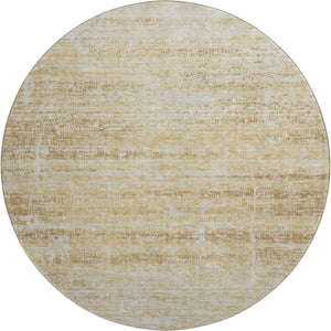 HomeRoots 8' Gold And Beige Abstract Round Rug – Washable, UV Protected, Stylish & Durable for Busy Homes 662924