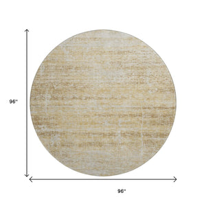 HomeRoots 8' Gold And Beige Abstract Round Rug – Washable, UV Protected, Stylish & Durable for Busy Homes 662924