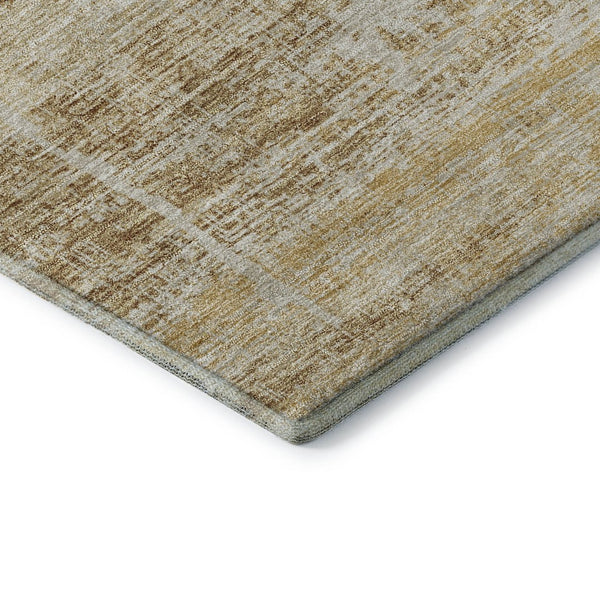 HomeRoots 9' X 12' Elegant Gold and Beige Abstract Washable Area Rug with UV Protection for Modern Spaces 662926
