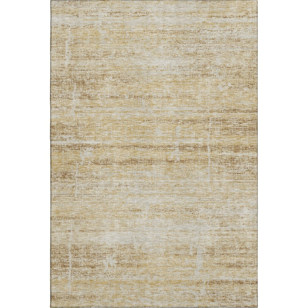 HomeRoots 10' X 14' Gold and Beige Abstract Washable Area Rug - Stain-Resistant with UV Protection for Modern Spaces 662927