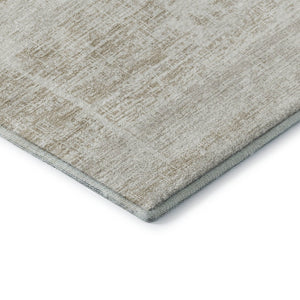 HomeRoots 8' Ivory and Beige Abstract Washable Round Rug - UV Protected, Durable, Stylish for High Traffic Areas 662930