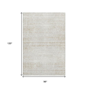 HomeRoots 8' X 10' Ivory And Beige Abstract Area Rug – Washable, UV Protected, Stain Resistant for Homes 662931