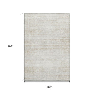 HomeRoots 10' X 14' Ivory and Beige Abstract Washable Area Rug – Stylish, Stain-Resistant & UV Protected Design 662933