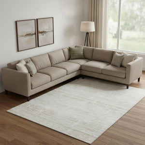 HomeRoots 10' X 14' Ivory and Beige Abstract Washable Area Rug – Stylish, Stain-Resistant & UV Protected Design 662933